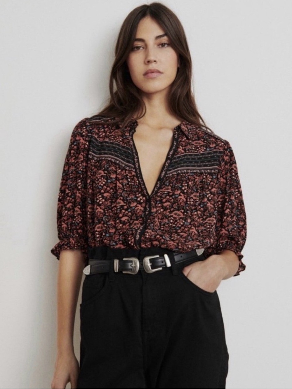 BA&SH Mel Print Bohemian Dress/Blouse 
Size 3, Large